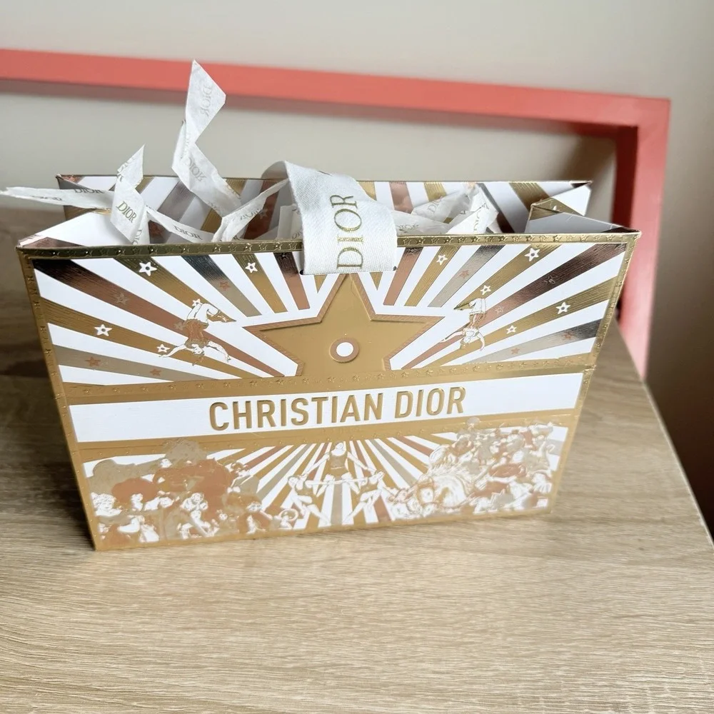 Christian‎ Dior Milan Italy Shopping Bag Gold Star Charm/Ribbon Circus of Dreams